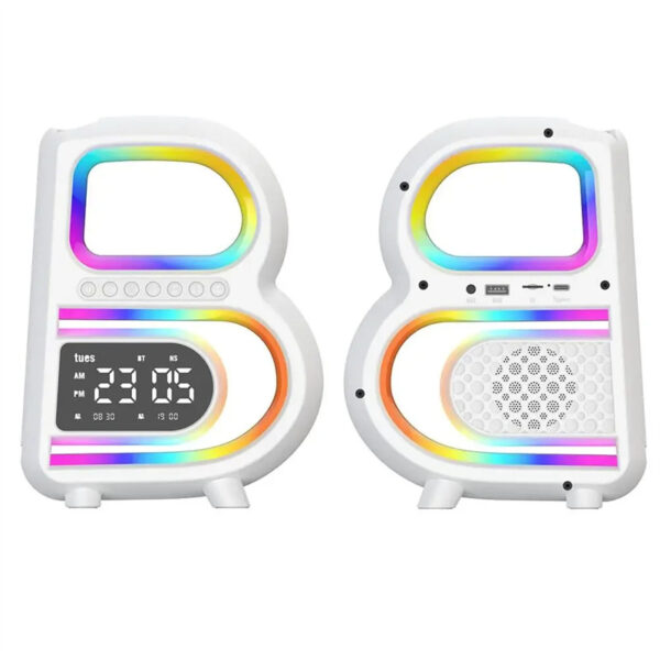 2024 New B-Shaped Blutooth Speaker Multifunctional Smart Music Rhythm Lighting Phone Wireless Charger TF Card AUX Input Standard Mode - Image 6